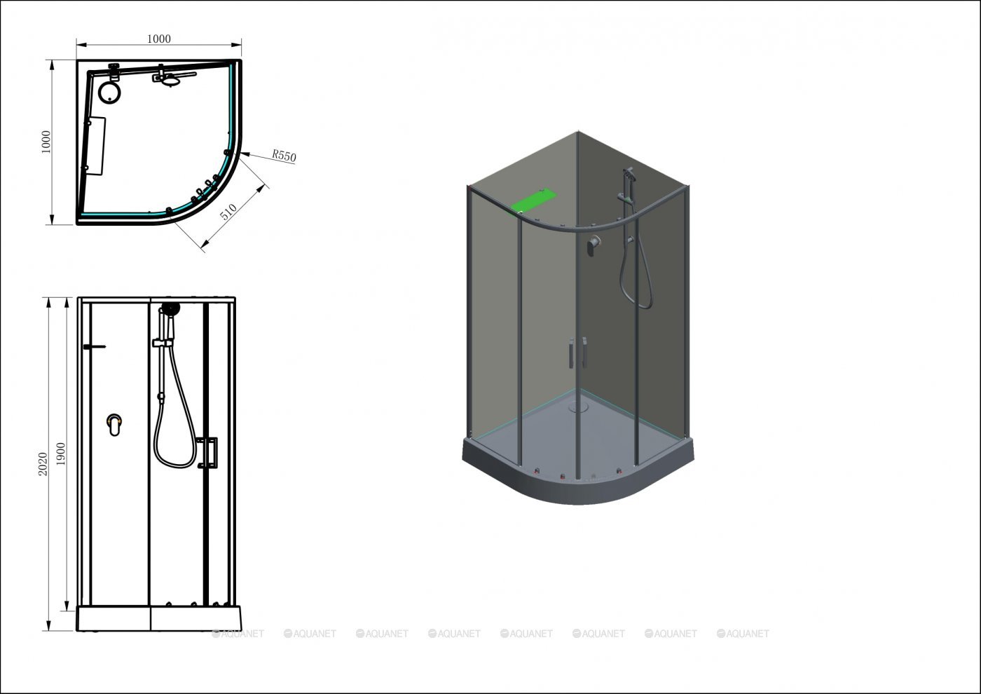 Душевая кабина Aquanet Passion EVO 100R Black 100x100 Душевая кабина Aquanet Passion EVO 100R Black 100x100