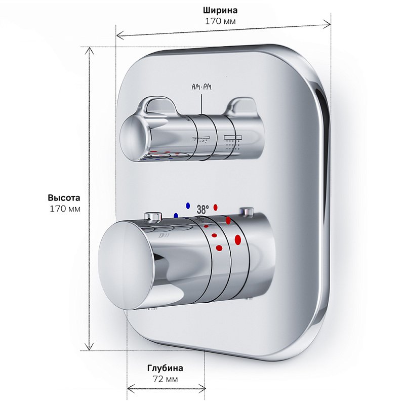Смеситель Для ванны и душа с термостатом, монтируемый в стену F3085500 Sensation Смеситель Для ванны и душа с термостатом, монтируемый в стену F3085500 Sensation