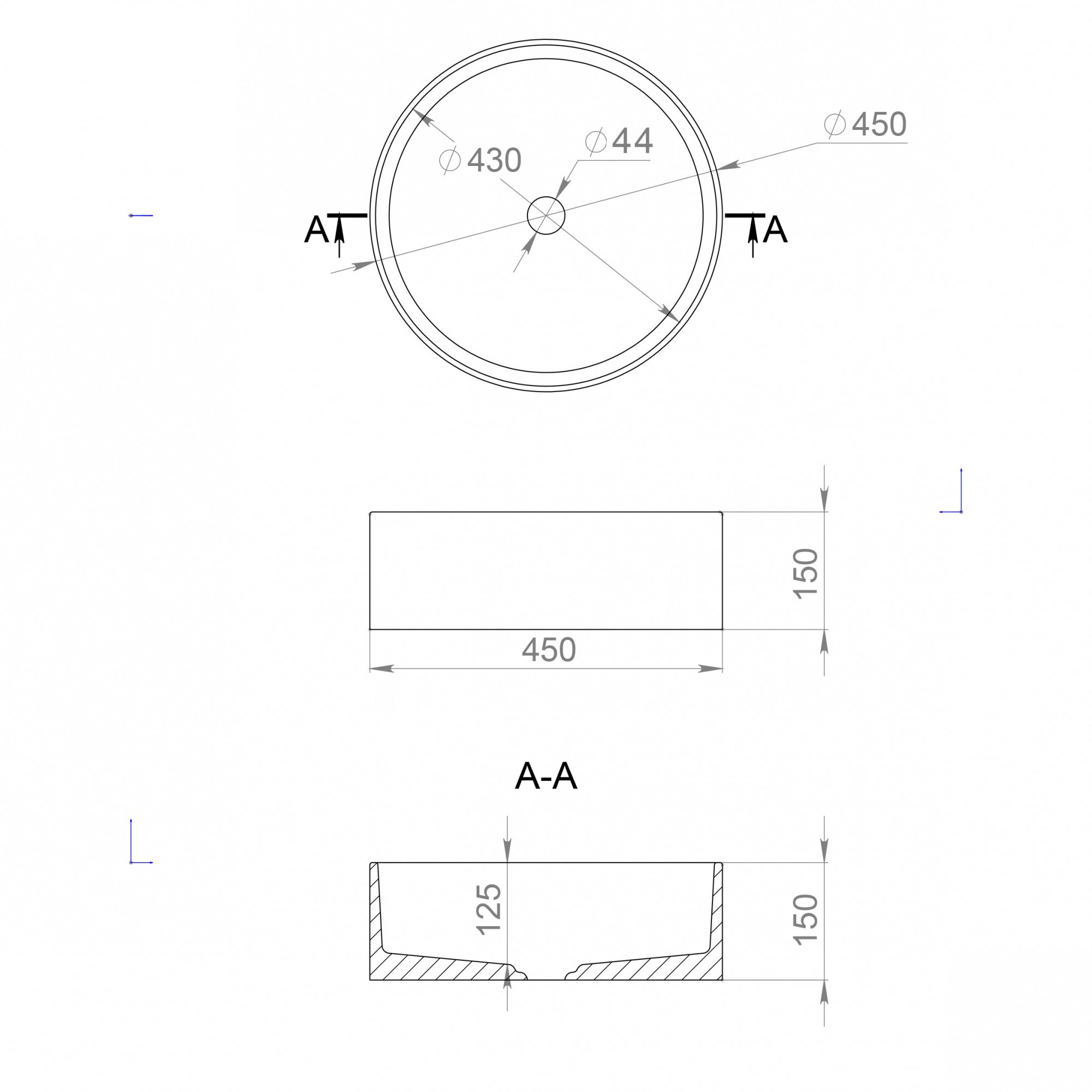 Раковина Salini S-Sense Armonia 45 см 130112GRF, глянцевая Раковина Salini S-Sense Armonia 45 см 130112GRF, глянцевая