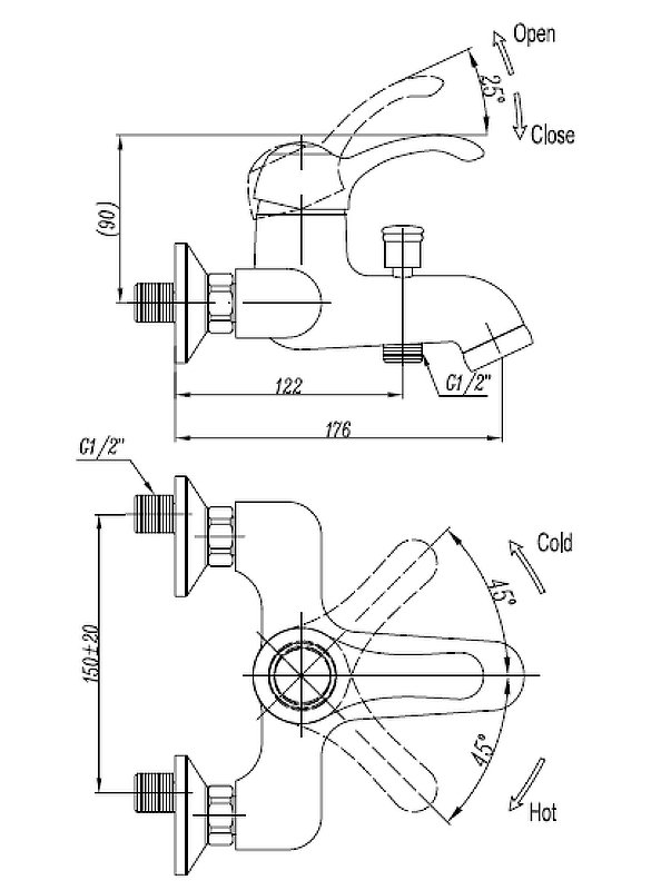LIRA-M-VDM1-01 Смеситель для ванны и душа, хром LIRA-M-VDM1-01 Смеситель для ванны и душа, хром