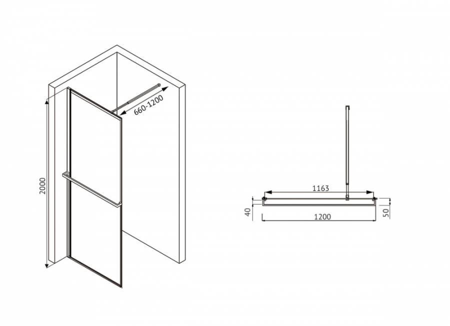 Душевая перегородка ABBER Immer Offen AG60120B Душевая перегородка ABBER Immer Offen AG60120B