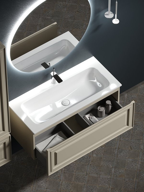 Тумба подвесная SANCOS Very 995х445х406, c одним  ящиком оснащенным доводчиками, Beige Soft , арт.VR100CE Тумба подвесная SANCOS Very 995х445х406, c одним  ящиком оснащенным доводчиками, Beige Soft , арт.VR100CE