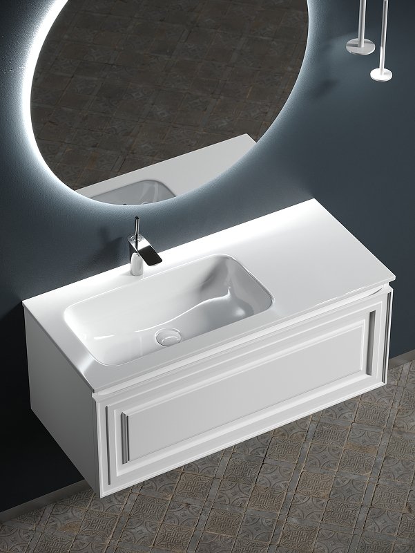 Тумба подвесная SANCOS Very 995х445х406, c одним  ящиком оснащенным доводчиками, левая , Bianco , арт.VR100LW Тумба подвесная SANCOS Very 995х445х406, c одним  ящиком оснащенным доводчиками, левая , Bianco , арт.VR100LW