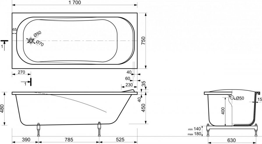 Экран фронтальный для ванны "Astra silk" 1700, белый Экран фронтальный для ванны "Astra silk" 1700, белый