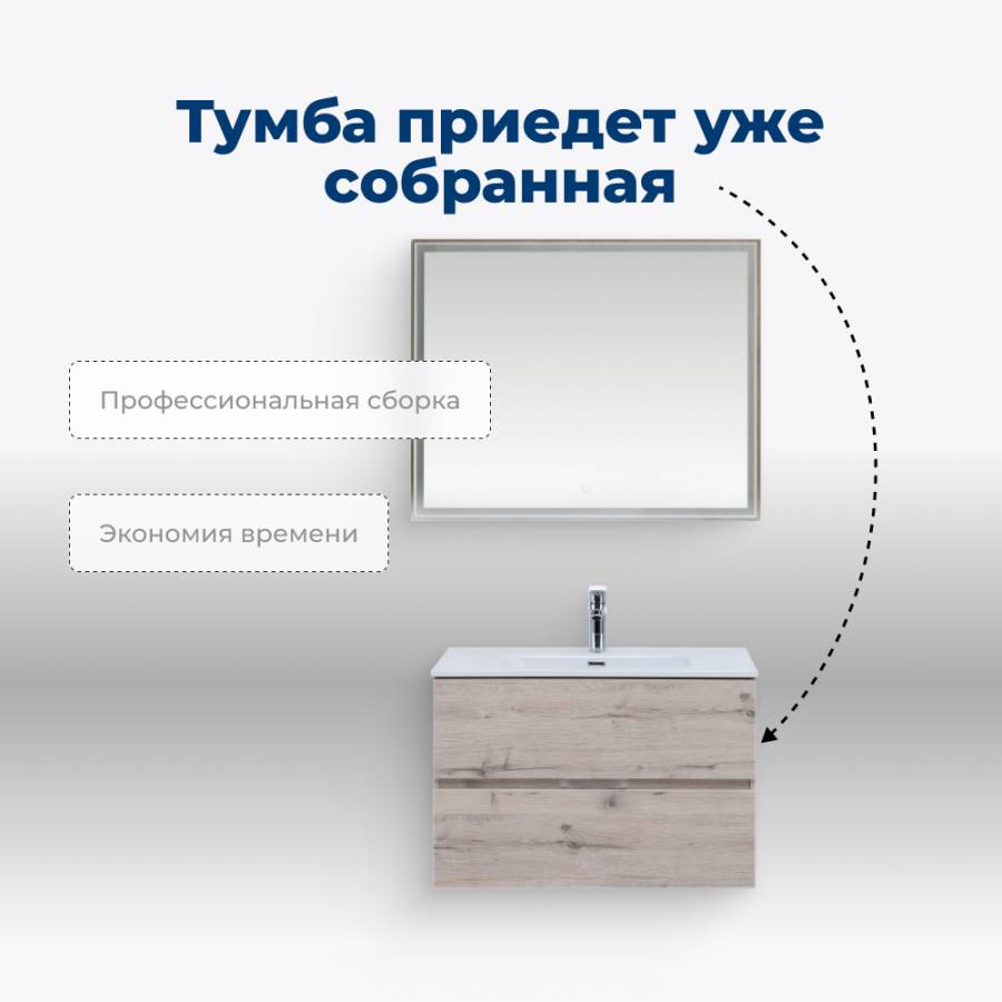 Тумба под раковину Aquanet Алвита New 80 2 ящика, дуб веллингтон белый Тумба под раковину Aquanet Алвита New 80 2 ящика, дуб веллингтон белый
