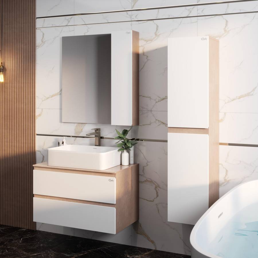 Тумба Onika Алеста 80 подвесная, белая/камень светлый (ум. Олимпия 56) Тумба Onika Алеста 80 подвесная, белая/камень светлый (ум. Олимпия 56)