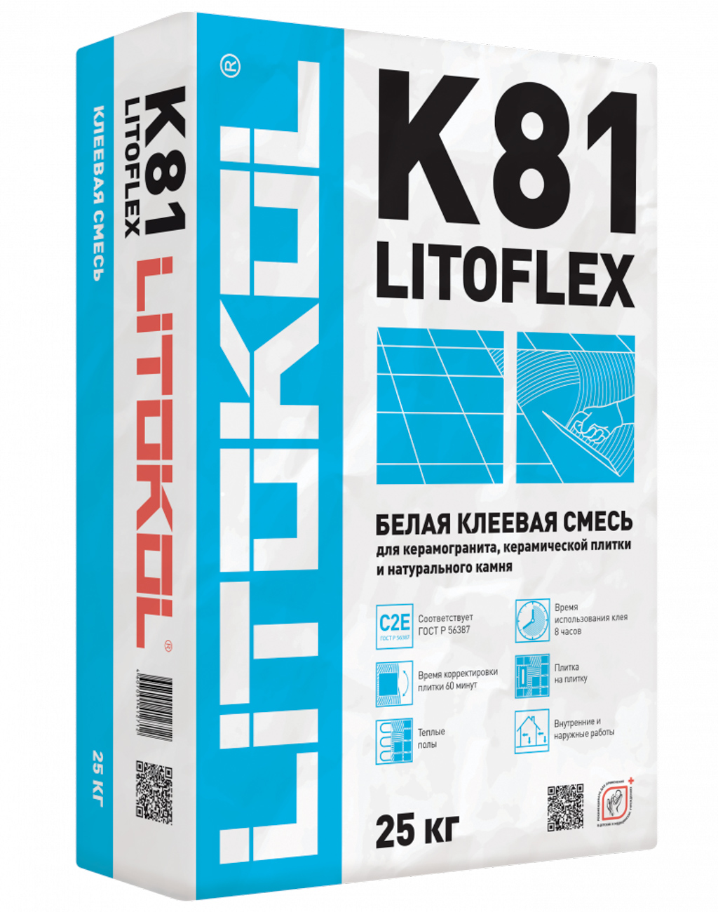 Клей цементный С2 E LITOFLEX K81  Клей цементный С2 E LITOFLEX K81