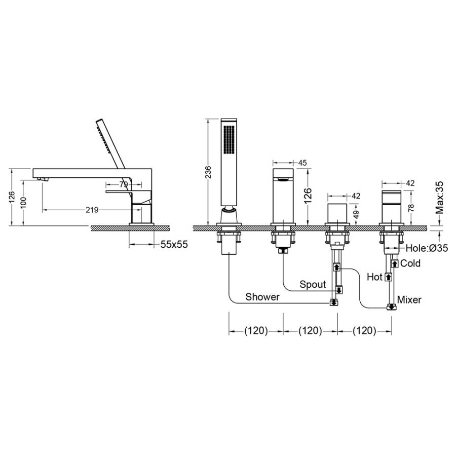 Смеситель Timo Selene 2130/17Y на борт ванны, золото матовое Смеситель Timo Selene 2130/17Y на борт ванны, золото матовое