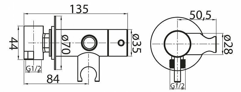 CZR-DA1-NOP Смеситель для душа со штуцером с держателем, исполнение чёрный матовый CZR-DA1-NOP Смеситель для душа со штуцером с держателем, исполнение чёрный матовый