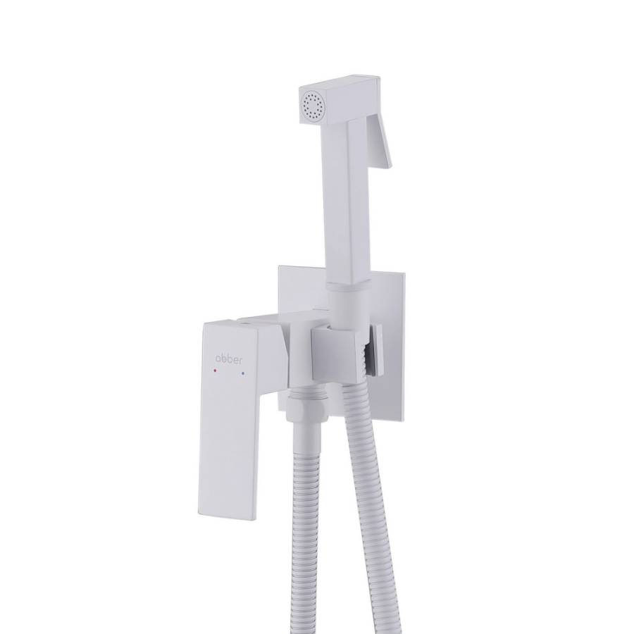 Смеситель ABBER Daheim AF8226W с гигиеническим душем,белый матовый Смеситель ABBER Daheim AF8226W с гигиеническим душем,белый матовый