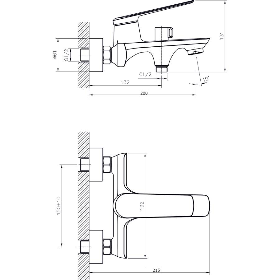 Смеситель для ванны с коротким изливом  RUSH Bering (BE5535-44) Смеситель для ванны с коротким изливом  RUSH Bering (BE5535-44)