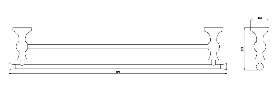 Полотенцедержатель двойной 60см. RUSH Crete (CR35532) Полотенцедержатель двойной 60см. RUSH Crete (CR35532)