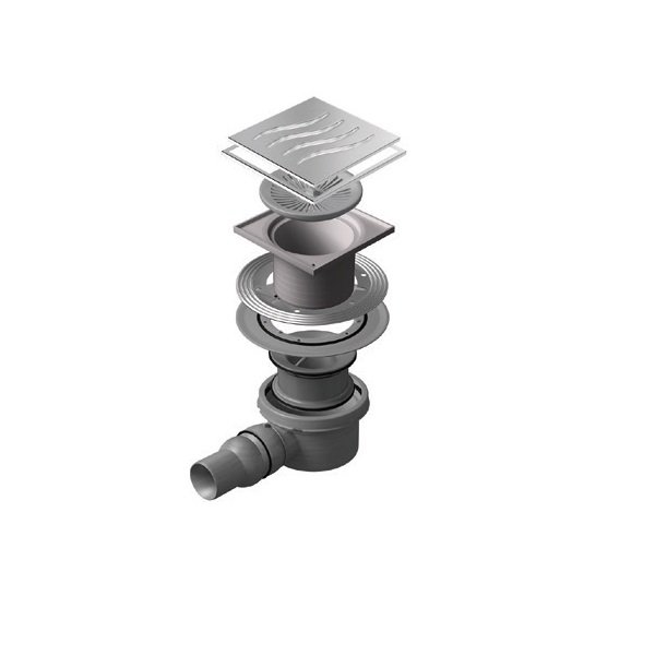 13000070 Точечный трап 150х150 мм CONFLUO STANDARD TIDE 1 MASK,металл с перфорацией Tide (Волна), с рамкой Исполнение: Хром  13000070 Точечный трап 150х150 мм CONFLUO STANDARD TIDE 1 MASK,металл с перфорацией Tide (Волна), с рамкой Исполнение: Хром