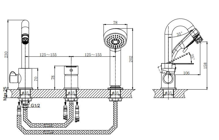 Смеситель на борт ванны RUSH Tenerife (TE2835-333) Смеситель на борт ванны RUSH Tenerife (TE2835-333)