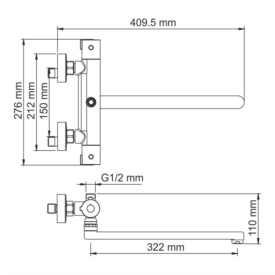 Berkel 4822L Thermo Термостатический смеситель для ванны с длинным изливом Berkel 4822L Thermo Термостатический смеситель для ванны с длинным изливом