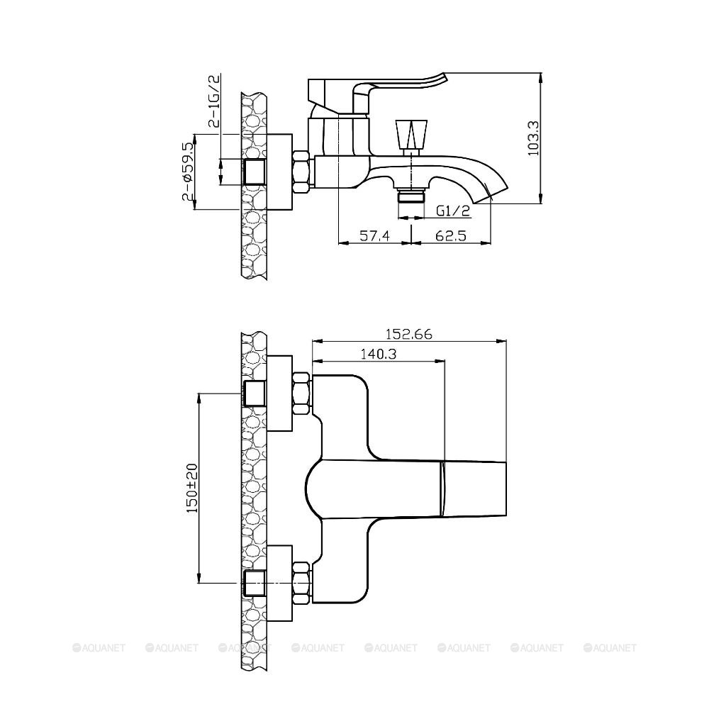 Смеситель для ванны/душа Agger Happy A0410000 Смеситель для ванны/душа Agger Happy A0410000