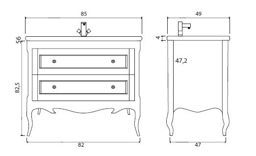 Тумба под раковину Creto Viva White 85 Тумба под раковину Creto Viva White 85