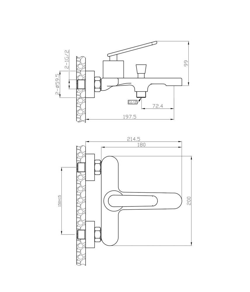 Смеситель для ванны/душа Agger Beauty A2610000 Смеситель для ванны/душа Agger Beauty A2610000