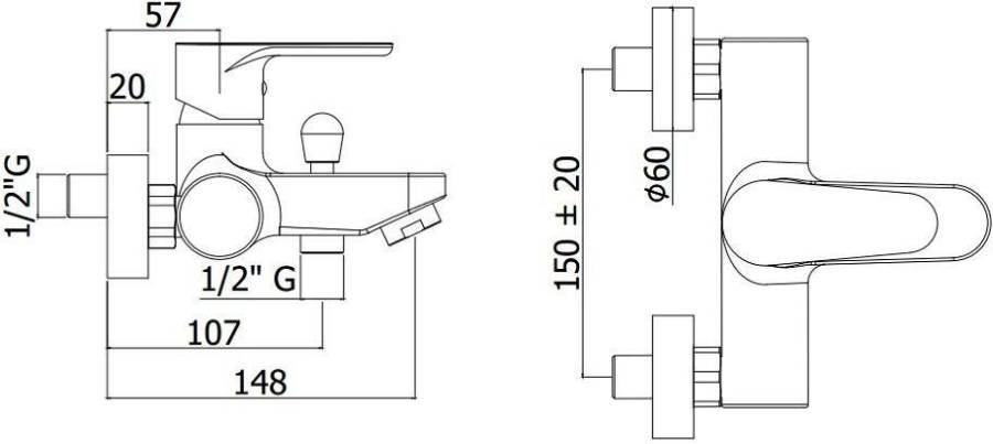 Смеситель для ванны с душем Paffoni Green GR022CR Смеситель для ванны с душем Paffoni Green GR022CR