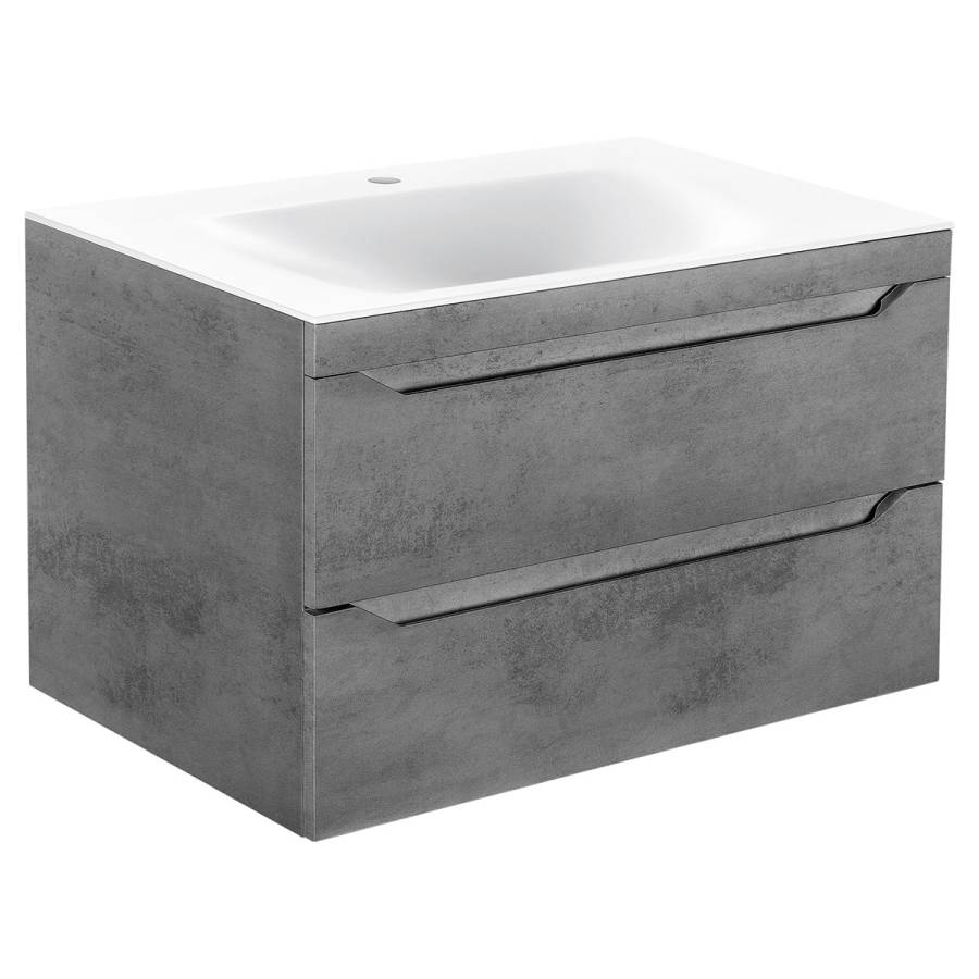 База под раковину Fine 800 подвесная, 2 выкатных ящика soft close, Beton База под раковину Fine 800 подвесная, 2 выкатных ящика soft close, Beton