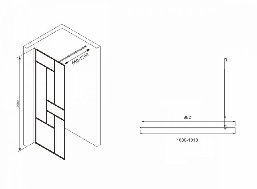 Душевая перегородка ABBER Immer Offen AG63100B Душевая перегородка ABBER Immer Offen AG63100B