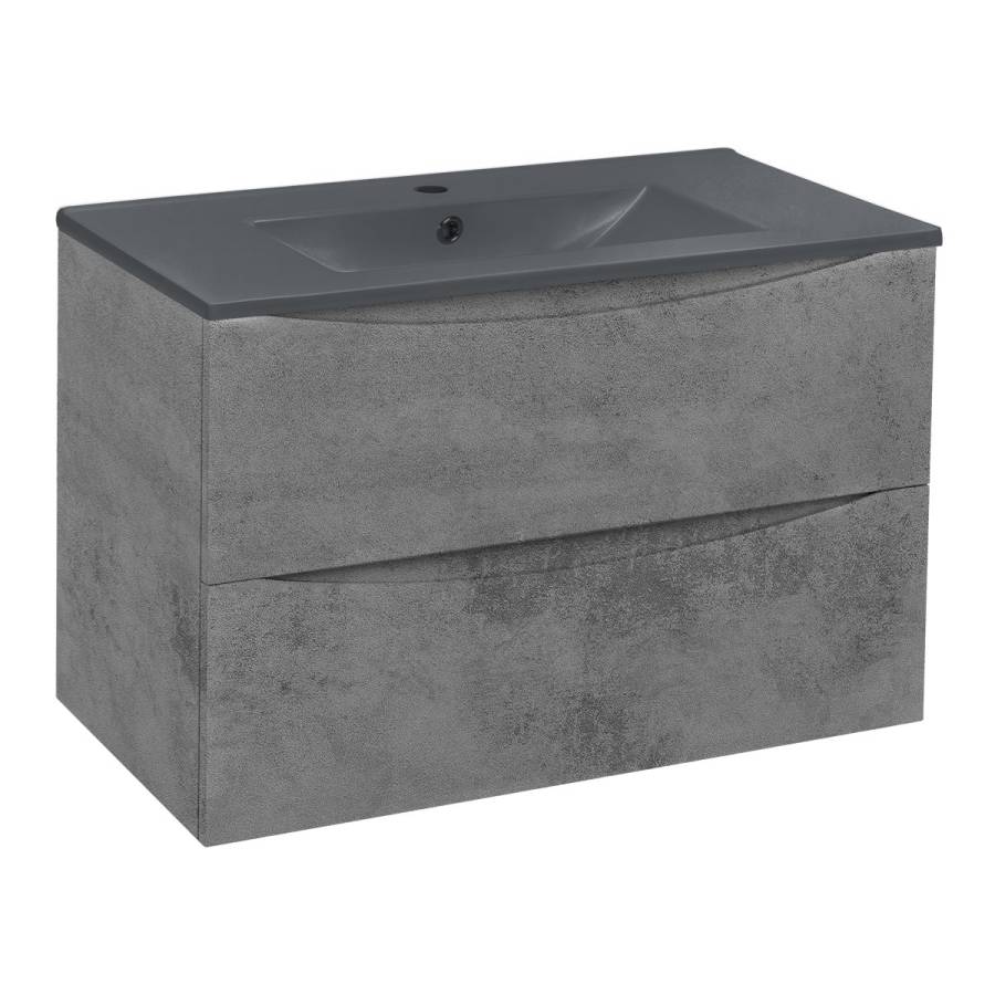База под керамическую раковину Mia 800 подвесная, 2 выкатных ящика soft close, Beton База под керамическую раковину Mia 800 подвесная, 2 выкатных ящика soft close, Beton
