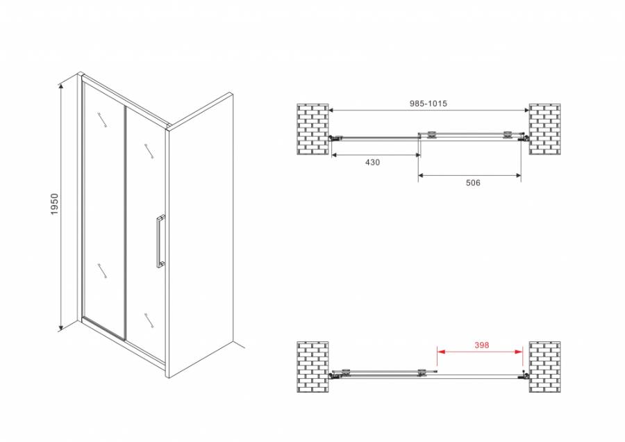 Душевая дверь ABBER Schwarzer Diamant AG30100H Душевая дверь ABBER Schwarzer Diamant AG30100H