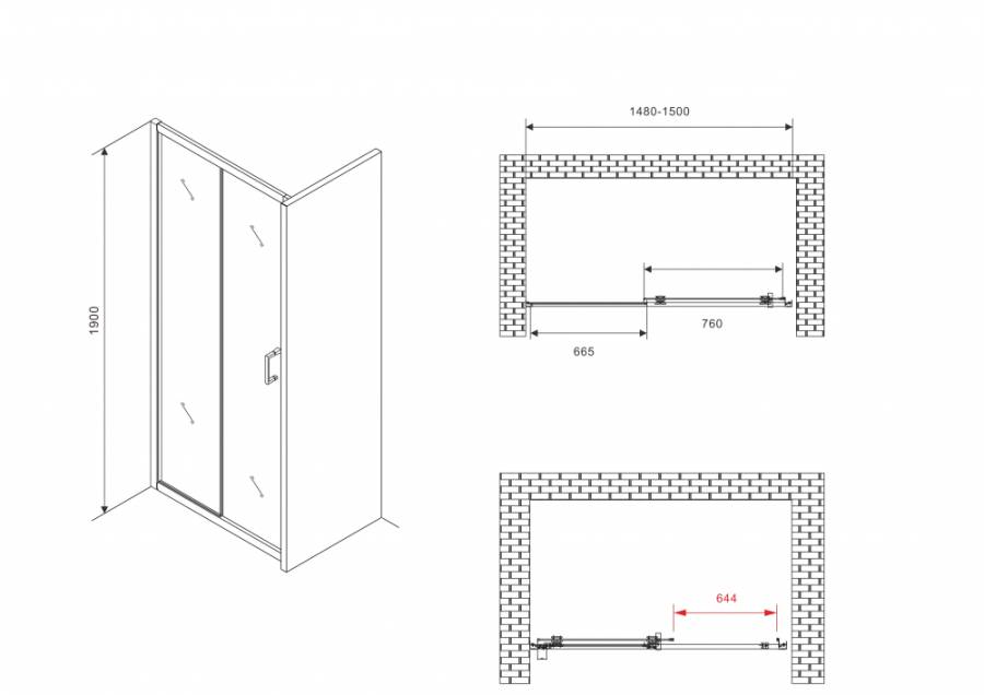 Душевая дверь ABBER Schwarzer Diamant AG301505 Душевая дверь ABBER Schwarzer Diamant AG301505
