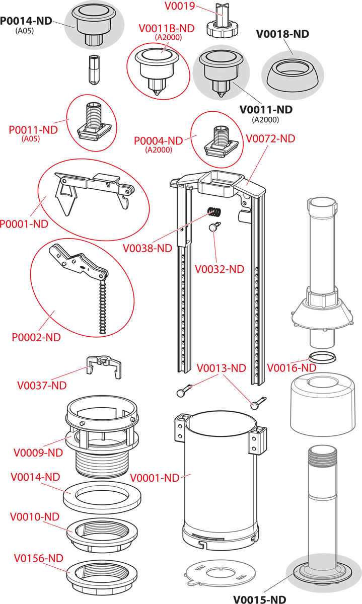 Сливной механизм с удлиненной стоп-кнопкой Сливной механизм с удлиненной стоп-кнопкой