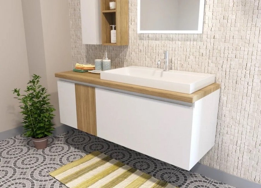 Тумба подвесная под умывальник Malibu 1400х500 правосторонняя 2 ящика со вставкой массив (ШхГхВ) 1392х476х477 Тумба подвесная под умывальник Malibu 1400х500 правосторонняя 2 ящика со вставкой массив (ШхГхВ) 1392х476х477