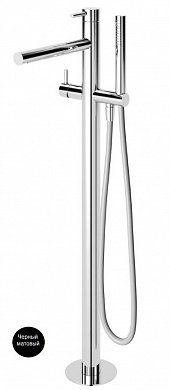 LEAF-VDP-L-NOP Напольный смеситель для ванны и душа однорычажный в комплекте с ручным душем и шлангом, исполнение Чёрный матовый