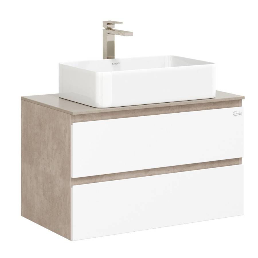 Тумба Onika Алеста 80 подвесная, белая/камень светлый (ум. Олимпия 56) Тумба Onika Алеста 80 подвесная, белая/камень светлый (ум. Олимпия 56)