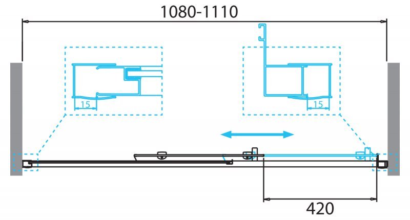 DUE-BF-1-100-C-Cr Душевая дверь DUE-BF-1-100-C-Cr Душевая дверь