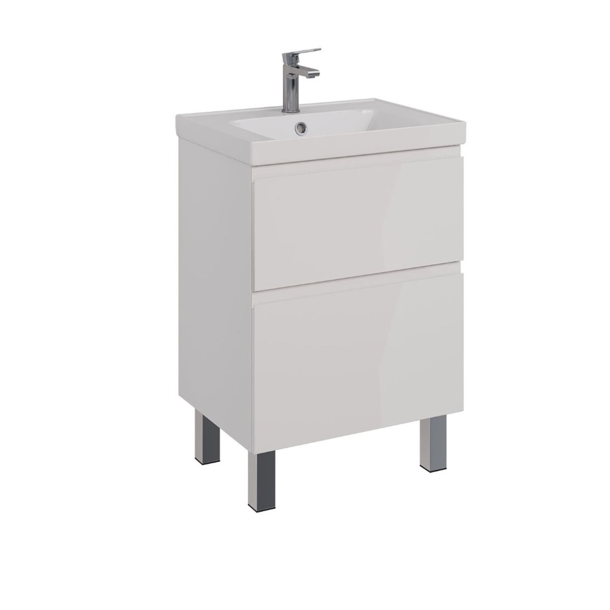 Тумба Lemark VEON 60см под 1 раковину, подвесная/напольная, 2 ящика, цвет корпуса, фасада: Белый глянец Тумба Lemark VEON 60см под 1 раковину, подвесная/напольная, 2 ящика, цвет корпуса, фасада: Белый глянец