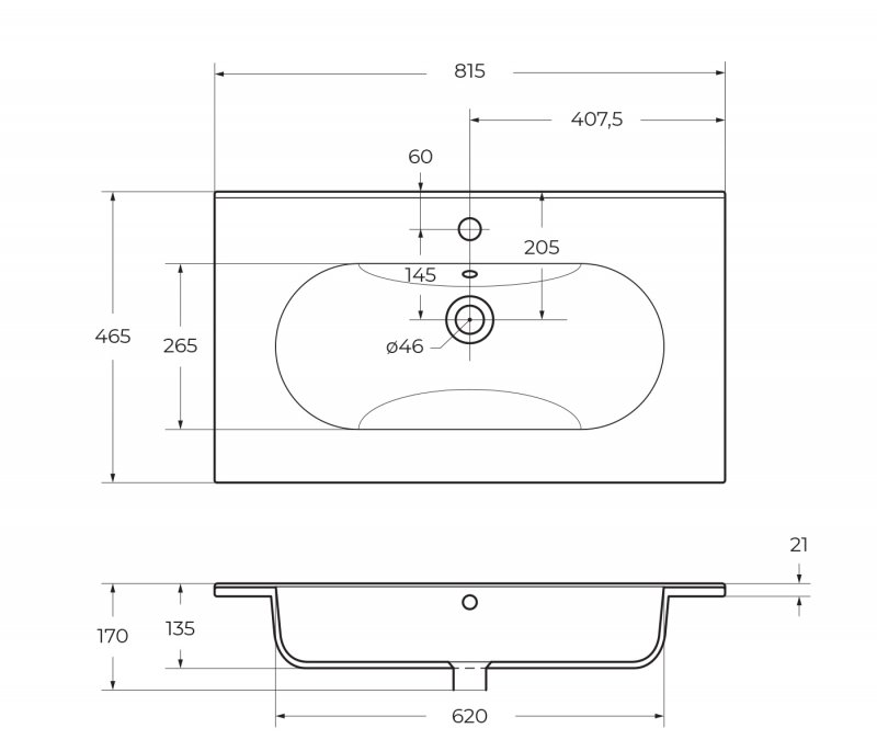 KEP-80-CEM-W0 Столешница из керамогранита без отверстия под смеситель 816x468x10 Исполнение: Cemento  KEP-80-CEM-W0 Столешница из керамогранита без отверстия под смеситель 816x468x10 Исполнение: Cemento