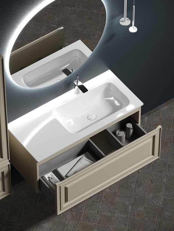 Тумба подвесная SANCOS Very 995х445х406, c одним  ящиком оснащенным доводчиками, правая , Beige Soft , арт.VR100RCE Тумба подвесная SANCOS Very 995х445х406, c одним  ящиком оснащенным доводчиками, правая , Beige Soft , арт.VR100RCE