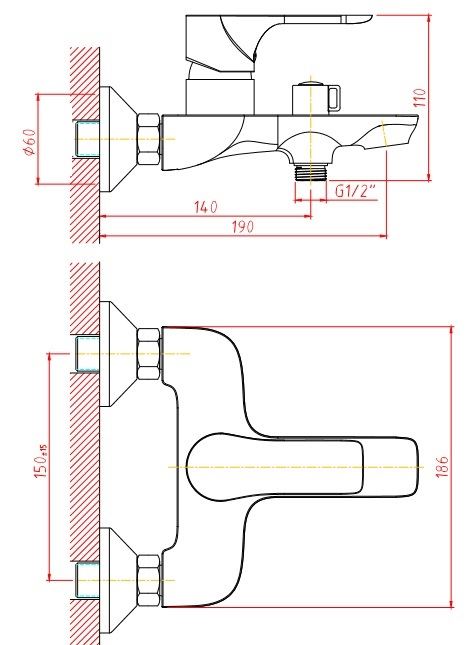 Смеситель для ванны/душа Orange Aristo M19-100cr Смеситель для ванны/душа Orange Aristo M19-100cr
