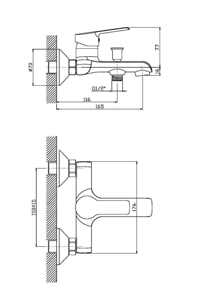 Смеситель для ванны/душа Orange Prim M42-100cr с душевым набором Смеситель для ванны/душа Orange Prim M42-100cr с душевым набором