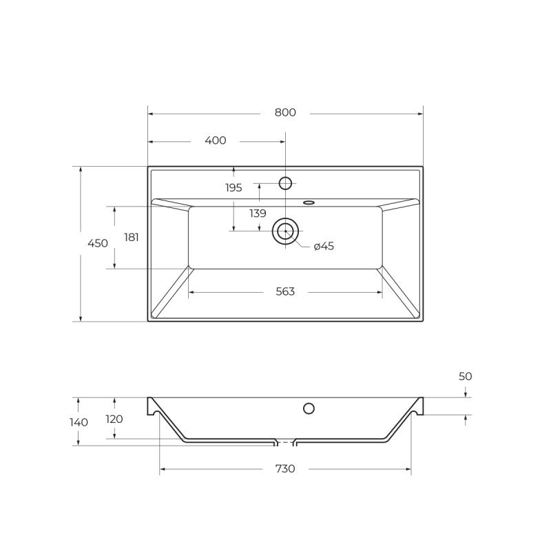 Раковина из литьевого мрамора BelBagno BB800/450-LV-MR-AST Раковина из литьевого мрамора BelBagno BB800/450-LV-MR-AST
