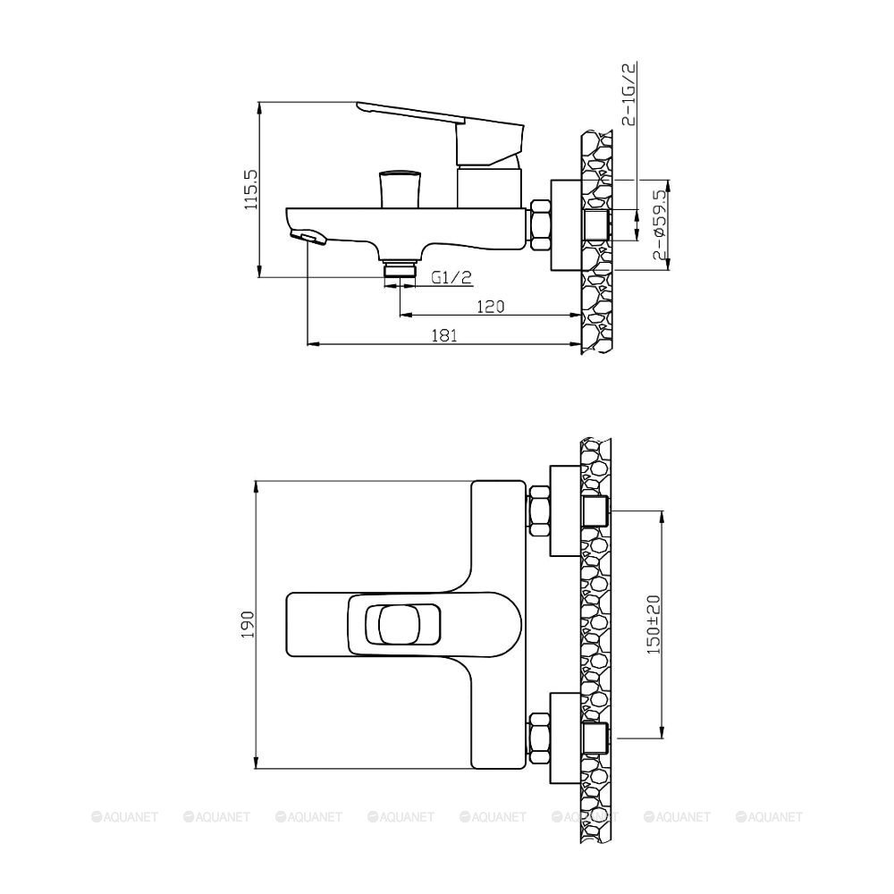 Смеситель для ванны/душа Agger Brave A2310000 Смеситель для ванны/душа Agger Brave A2310000