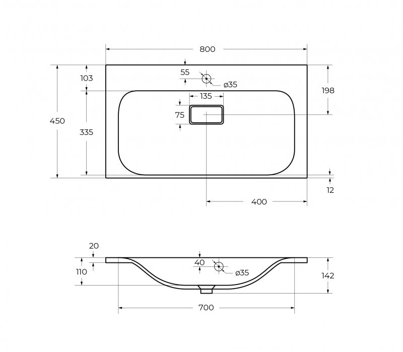 Раковина из литьевого мрамора BelBagno BB800/450-LV-MR-AST Раковина из литьевого мрамора BelBagno BB800/450-LV-MR-AST