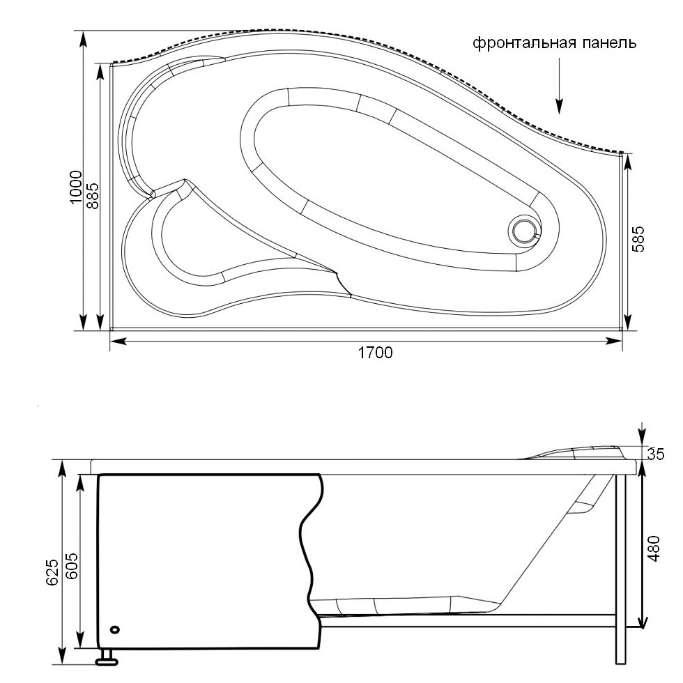 Панель боковая Aquanet Palma 60 R Панель боковая Aquanet Palma 60 R