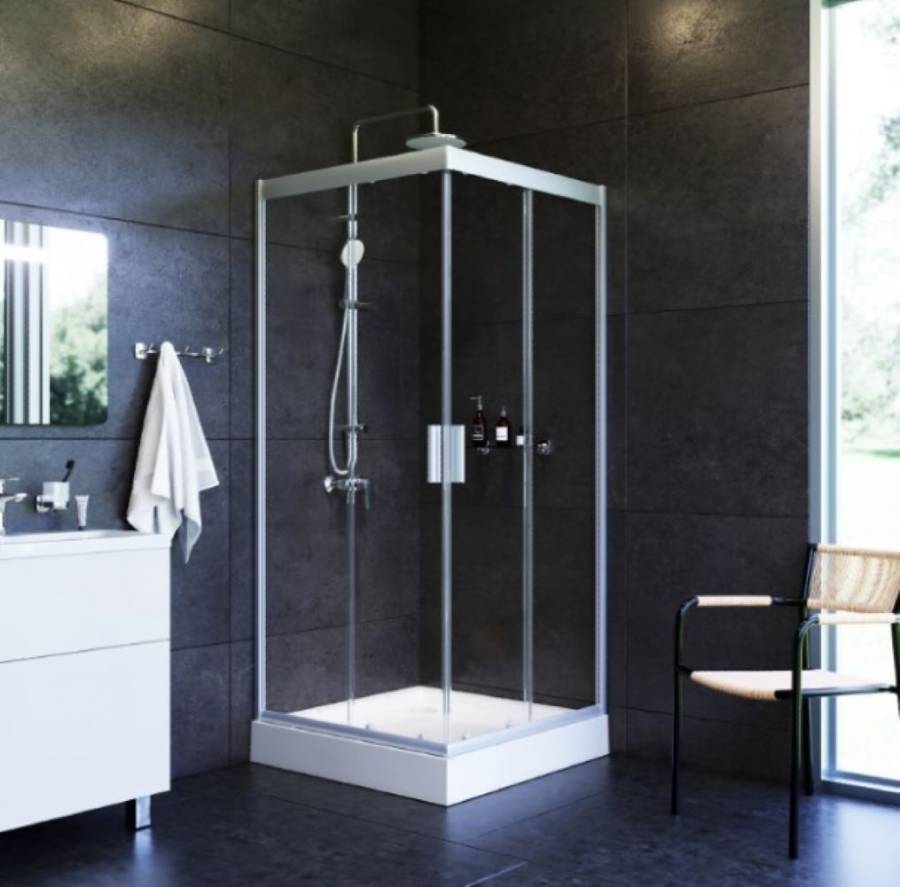 W90UG-403-090MT Душевая кабина Gem Square Slide 90x90 стекло прозрачное, профиль матовый Хром, без п W90UG-403-090MT Душевая кабина Gem Square Slide 90x90 стекло прозрачное, профиль матовый Хром, без п