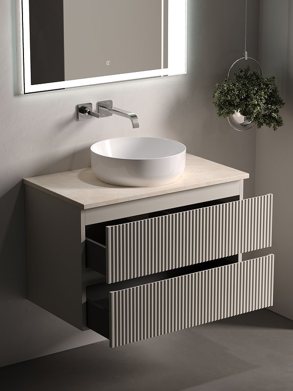 Тумба подвесная SANCOS Snob R 790х445х500, c двумя ящиками оснащенными доводчиками, Beige Soft , арт.SNR80CE Тумба подвесная SANCOS Snob R 790х445х500, c двумя ящиками оснащенными доводчиками, Beige Soft , арт.SNR80CE