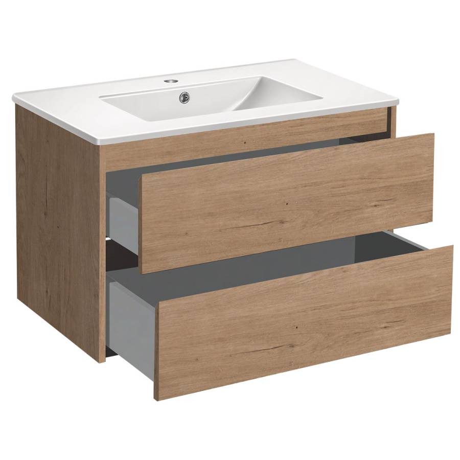 База под раковину Gio 800 подвесная, 2 выкатных ящика soft-close, N.Oak База под раковину Gio 800 подвесная, 2 выкатных ящика soft-close, N.Oak