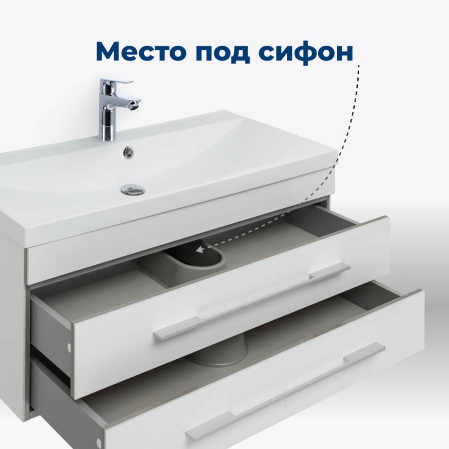 Тумба под раковину Aquanet Верона 100 белый (подвесная 2 ящика) Тумба под раковину Aquanet Верона 100 белый (подвесная 2 ящика)