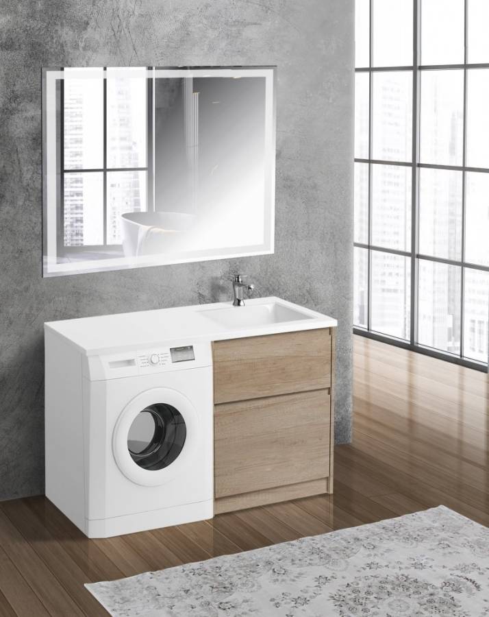 Тумба с раковиной напольная BelBagno KRAFT-LVD-58/120-L Pino Pasadena, раковина белая Тумба с раковиной напольная BelBagno KRAFT-LVD-58/120-L Pino Pasadena, раковина белая