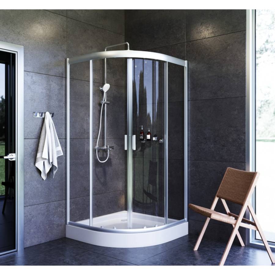 W90UG-401-100MT Душевая кабина Gem 1/4 Round 100x100 стекло прозрачное, профиль матовый Хром, без по W90UG-401-100MT Душевая кабина Gem 1/4 Round 100x100 стекло прозрачное, профиль матовый Хром, без по