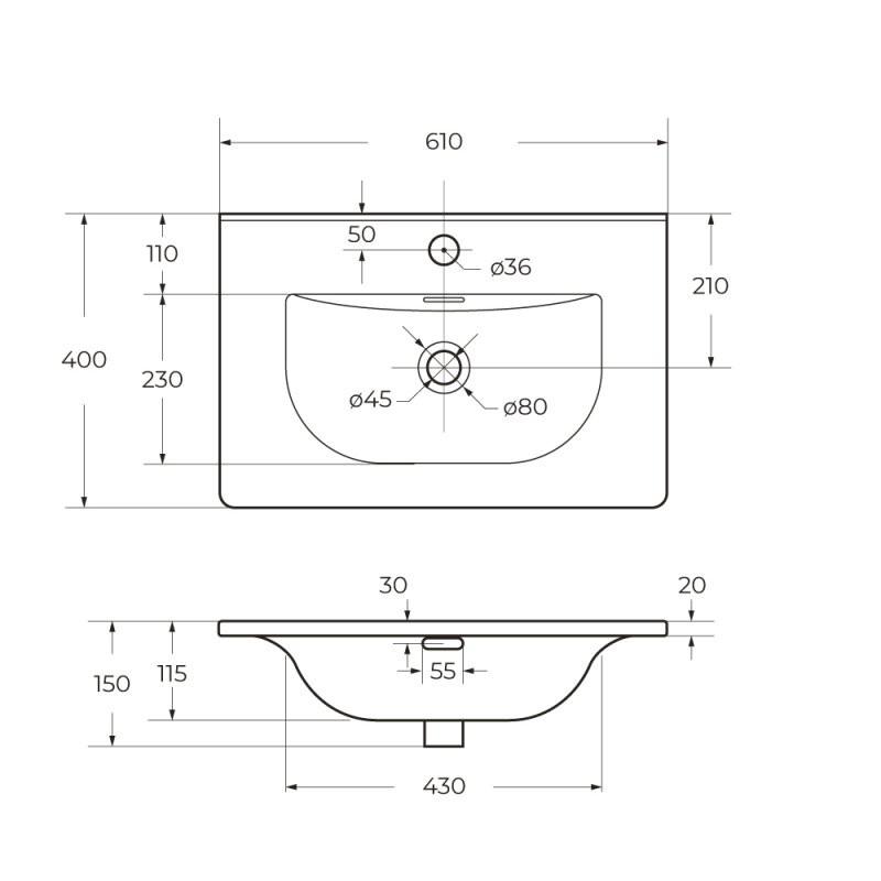 Керамическая раковина BelBagno BB600/390ETL Керамическая раковина BelBagno BB600/390ETL