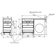 Комплект мебели Dallas Luxe 1300х482 правосторонний напольный 3 ящика (ШхГхВ) 648х476х860